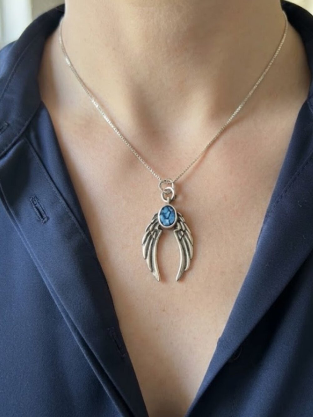 Vintage sterling silver angel wings necklace